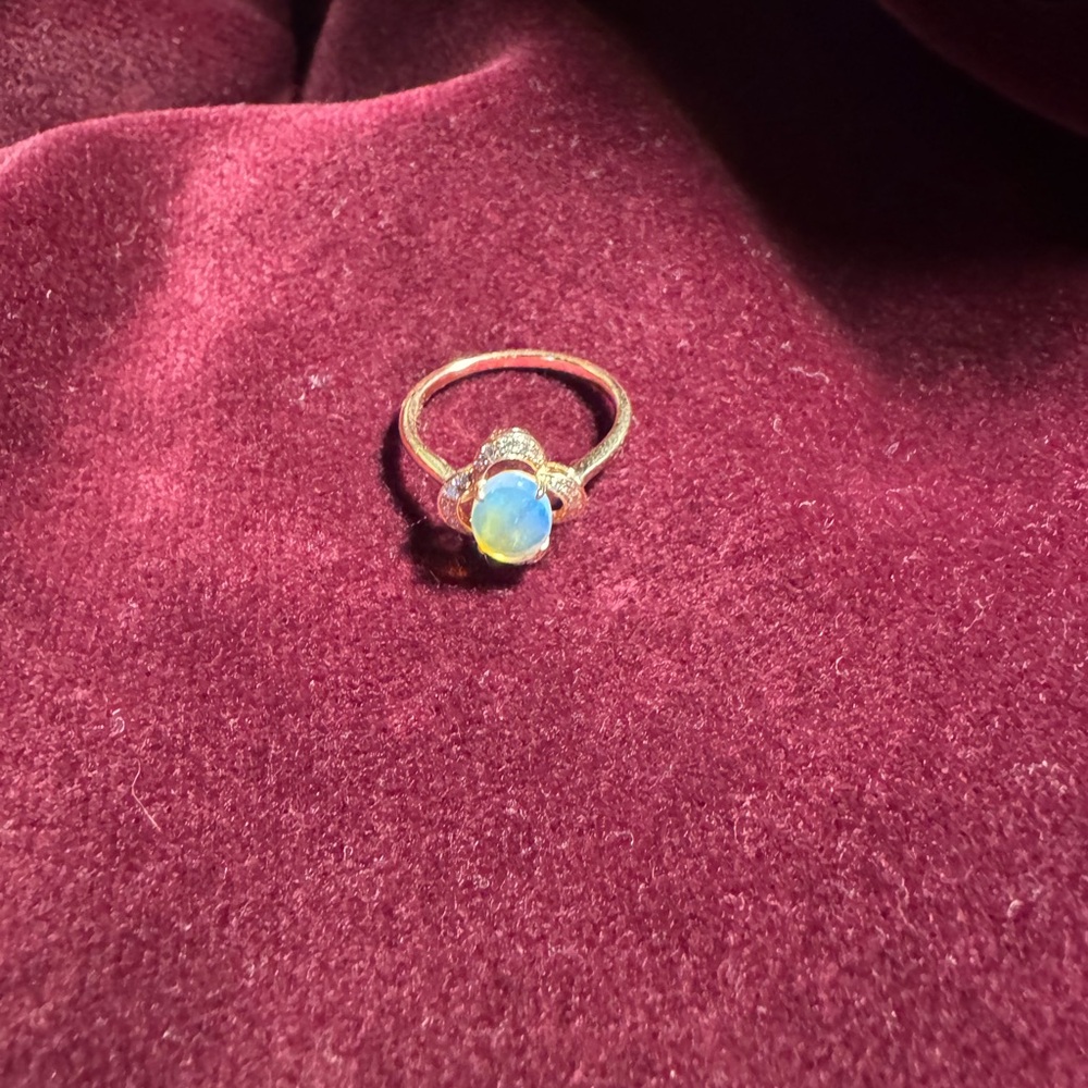 14K Rose Gold Opal and Diamond Ring